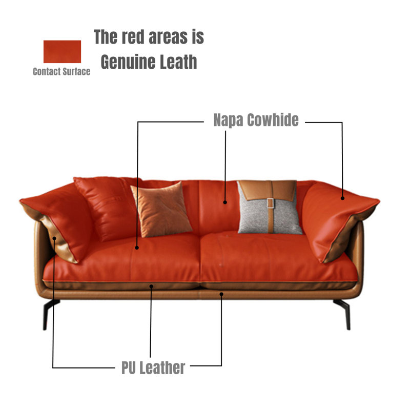 Momenty Zin Italian Minimalist Cowhide Genuine Leather Orange Down